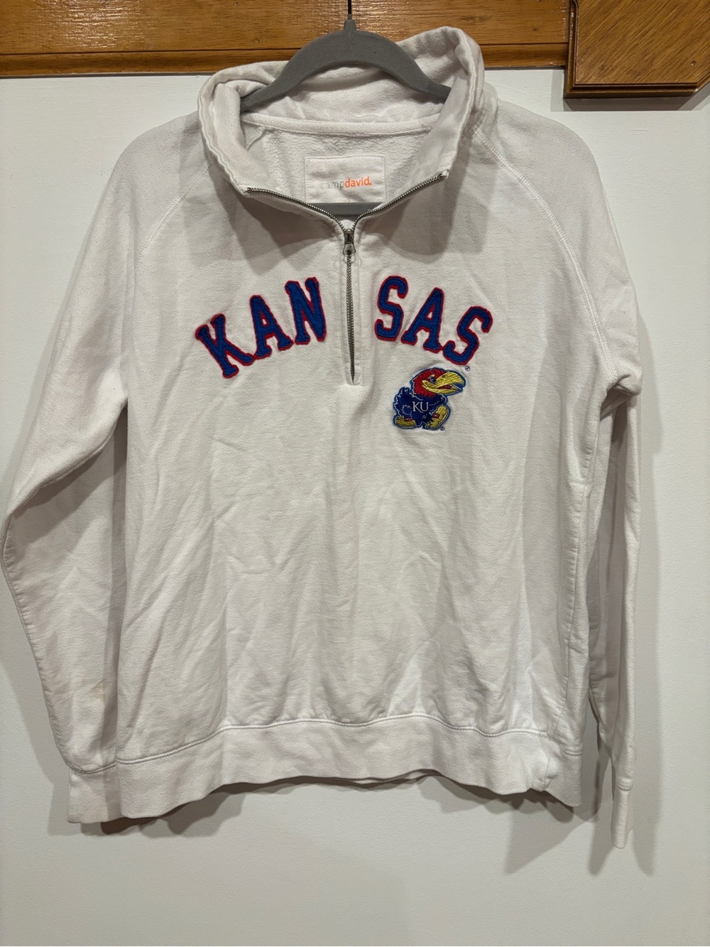 Kansas Jayhawks White Quarter-Zip Pullover - Women’s XL